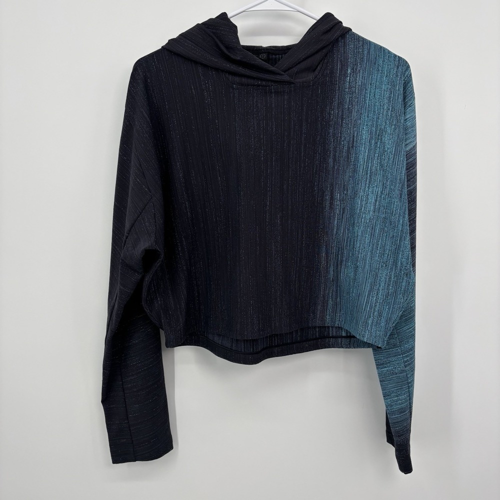 Lululemon Lab Varsa Hoodie Aurora Glow Jacquard Black True Navy Women's 6/8